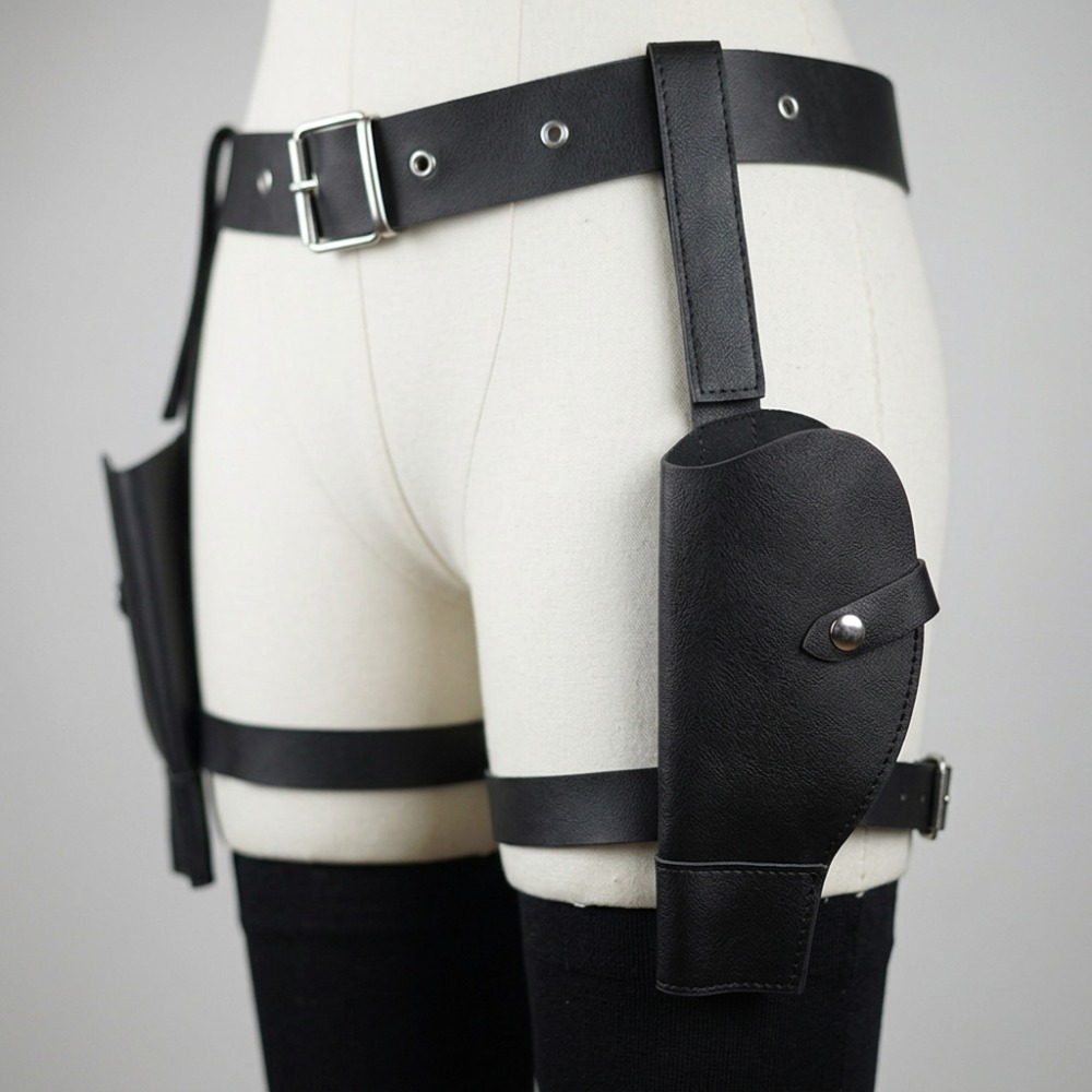 Cosplay Prop Pistol - Dual Thigh Gun Holster Belt PU