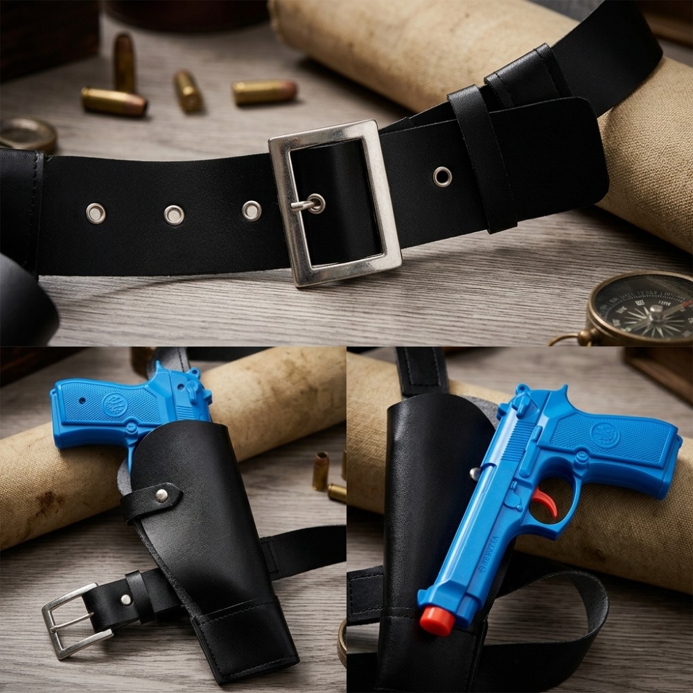 Dual Thigh Gun Holster Belt PU - Cosplay Prop Pistol ulasan dan harga